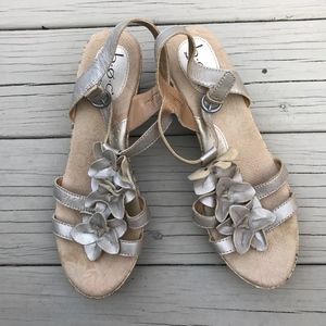 b.o.c. Gold Metallic Wedge Sandals